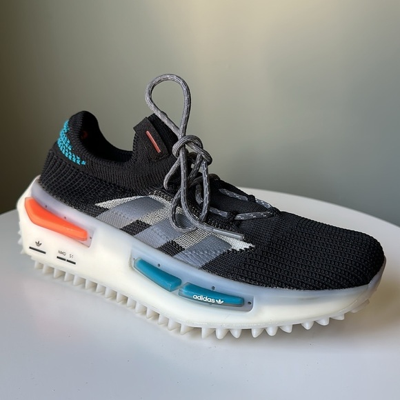 adidas Originals NMD S1 Core Black Teal Orange Running Shoe US Men 6 Women’s 7 - Picture 1 of 16
